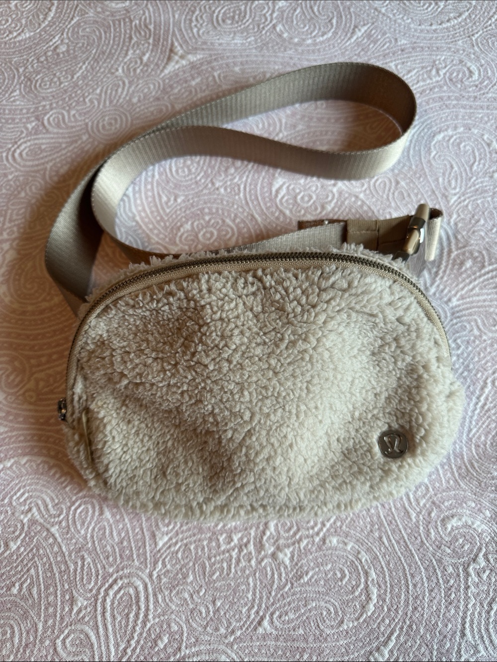 Lululemon Cream Sherpa Crossbody Belt Bag